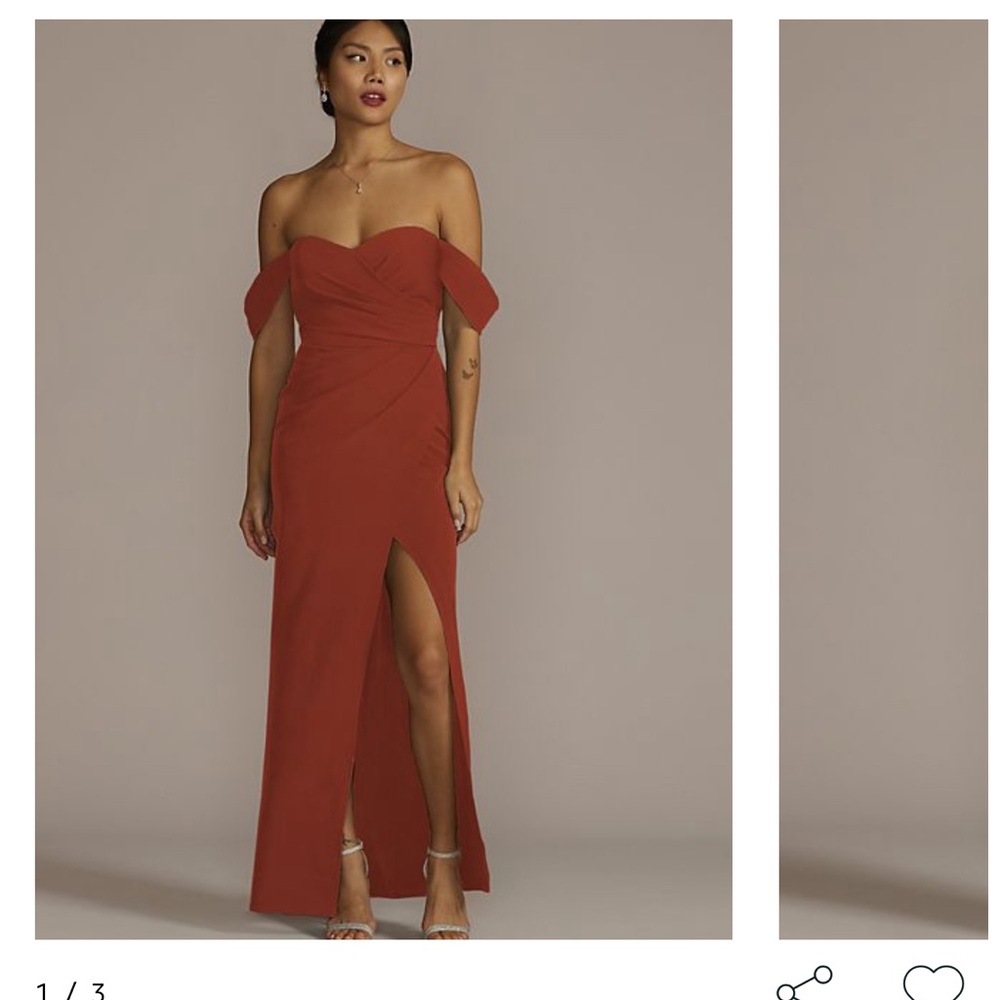 stretch crepe off-the-shoulder bridesmaid dress